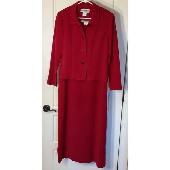 Jessica Howard Dresses & Skirts - Jessica Howard Red 2pc Vintage Long Sheath Dress W/ Long Sleeve Blazer 12